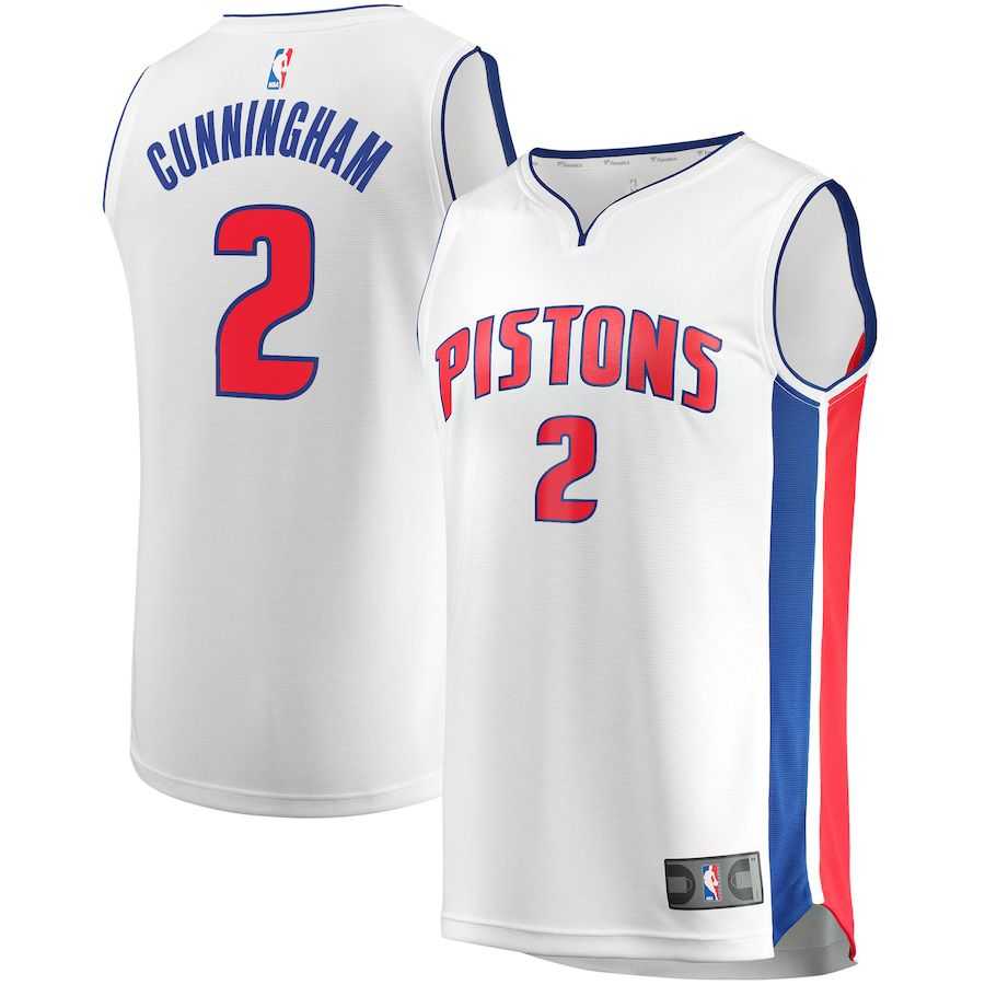 Men Detroit Pistons 2 Cade Cunningham Fanatics Branded White 2022-23 Fast Break Replica NBA Jersey